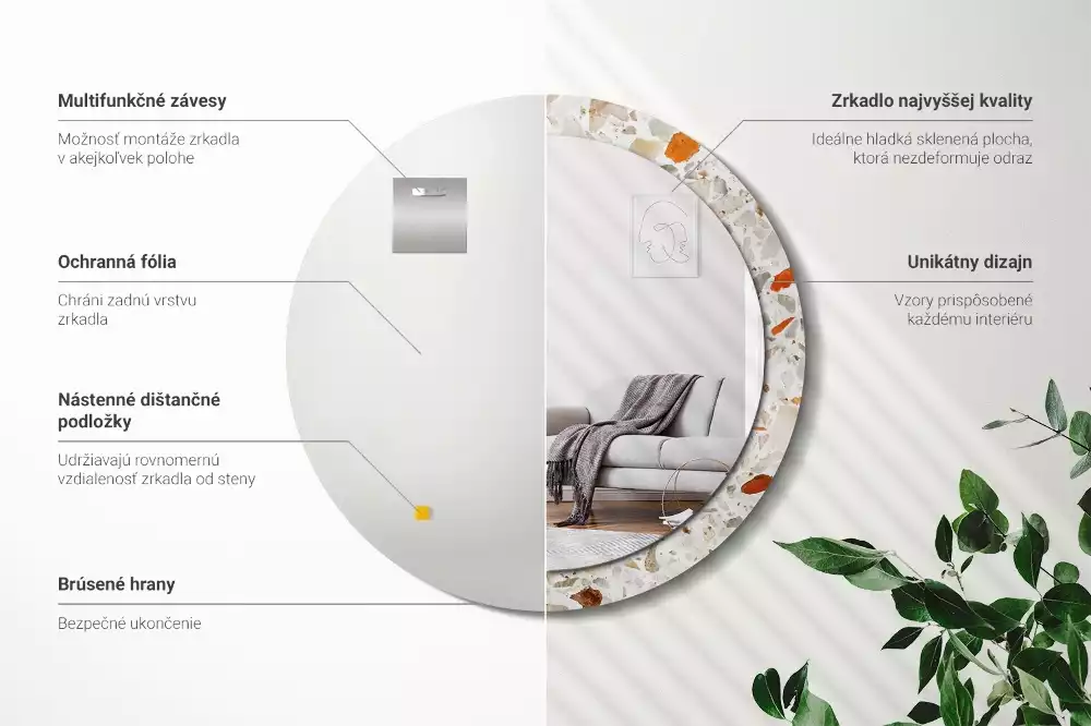 Espelho decorativo redondo Estilo terrazzo