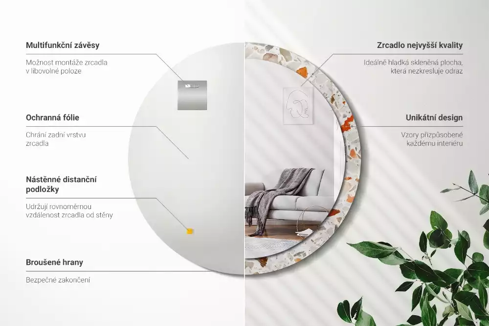 Espelho decorativo redondo Estilo terrazzo