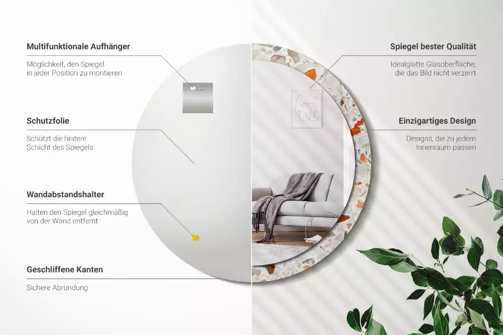 Espelho decorativo redondo Estilo terrazzo