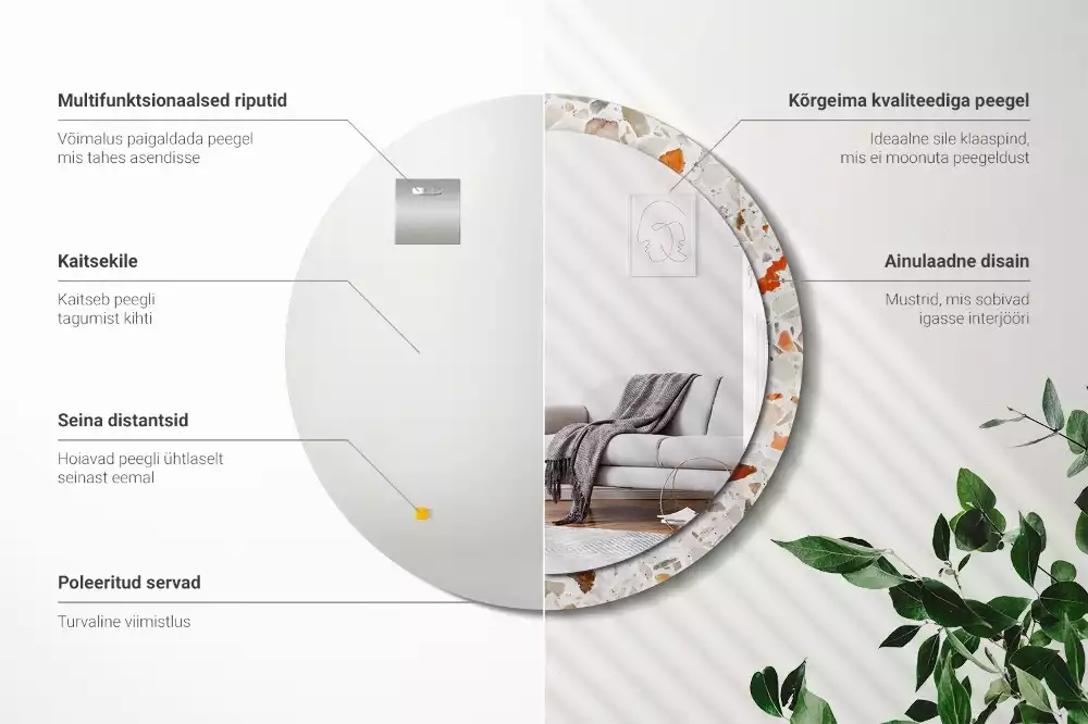 Espelho decorativo redondo Estilo terrazzo