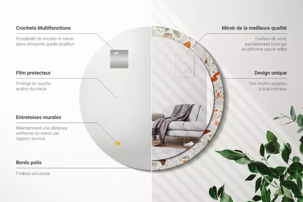 Espelho decorativo redondo Estilo terrazzo