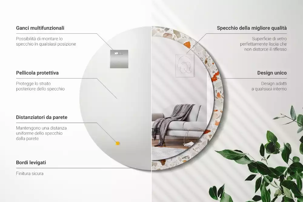 Espelho decorativo redondo Estilo terrazzo