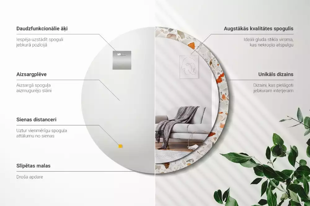 Espelho decorativo redondo Estilo terrazzo