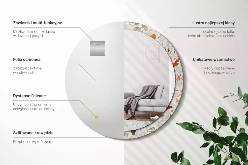 Espelho decorativo redondo Estilo terrazzo