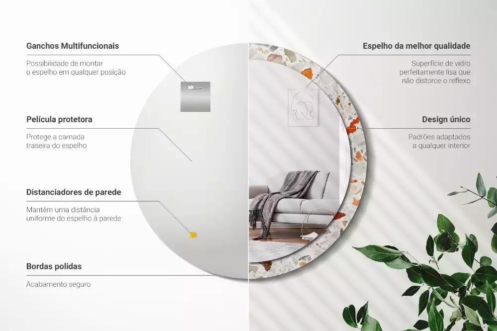 Espelho decorativo redondo Estilo terrazzo