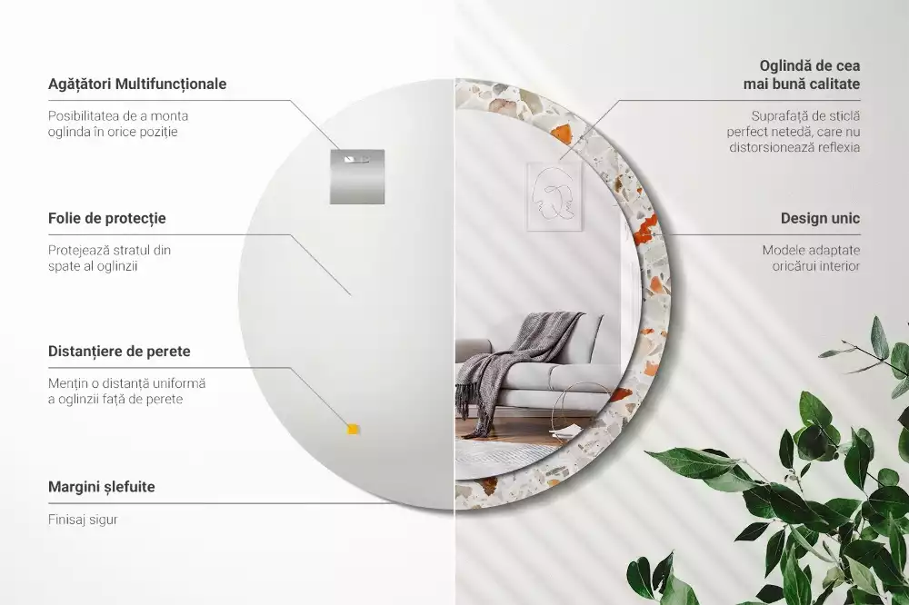 Espelho decorativo redondo Estilo terrazzo