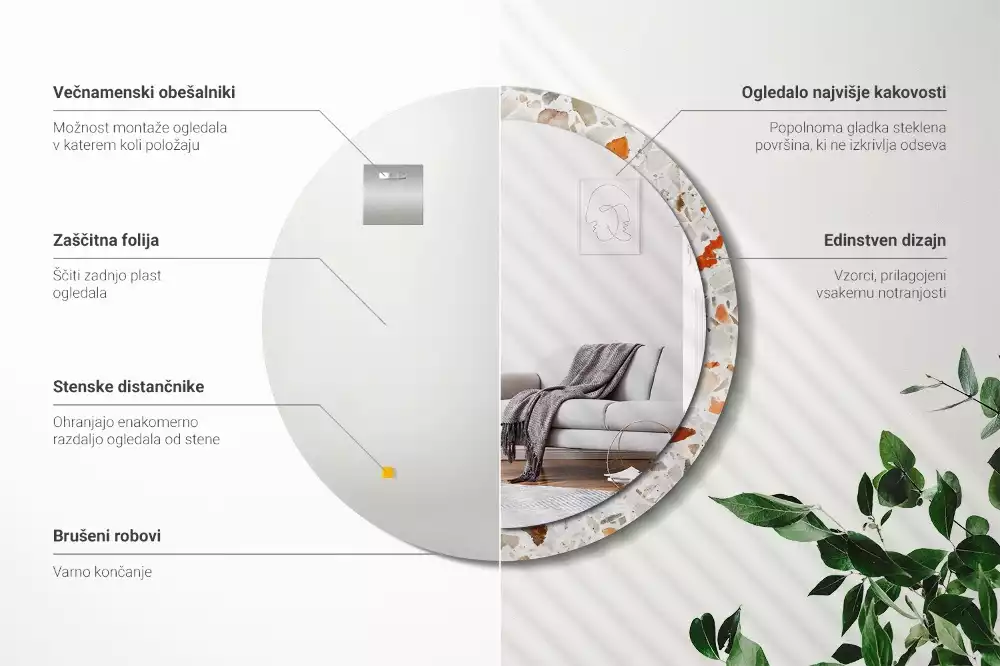 Espelho decorativo redondo Estilo terrazzo