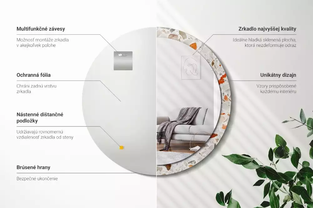 Espelho decorativo redondo Estilo terrazzo