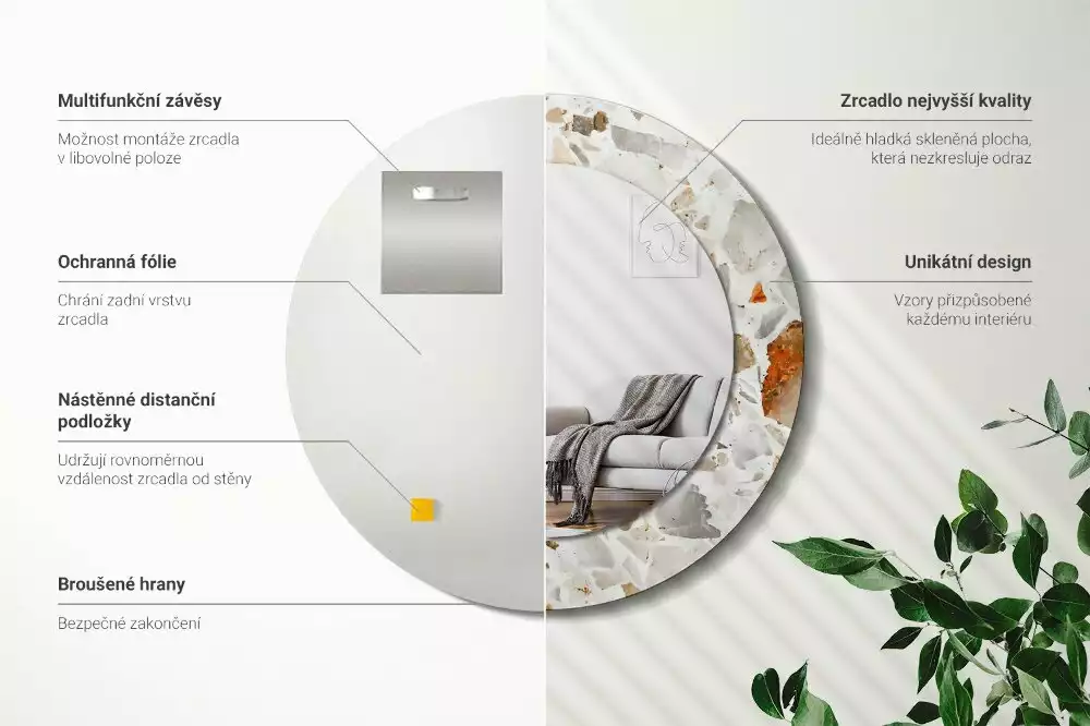 Espelho decorativo redondo Estilo terrazzo