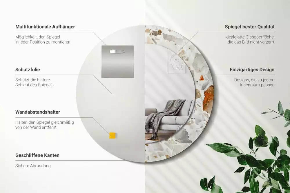 Espelho decorativo redondo Estilo terrazzo