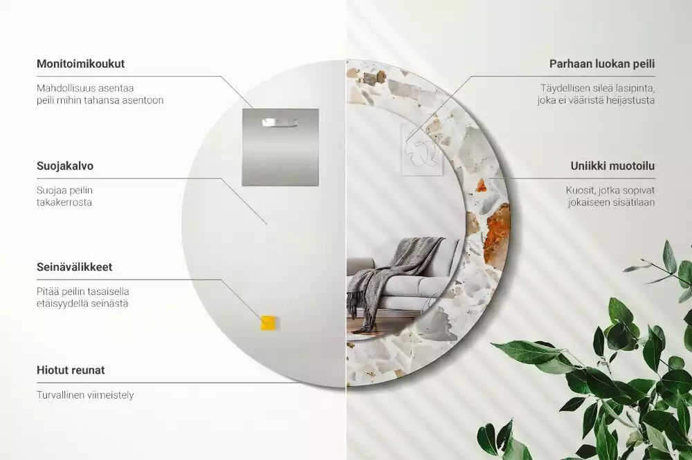 Espelho decorativo redondo Estilo terrazzo