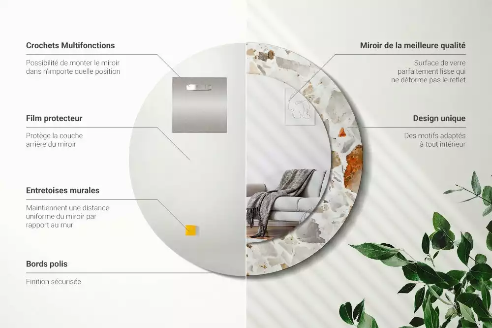 Espelho decorativo redondo Estilo terrazzo