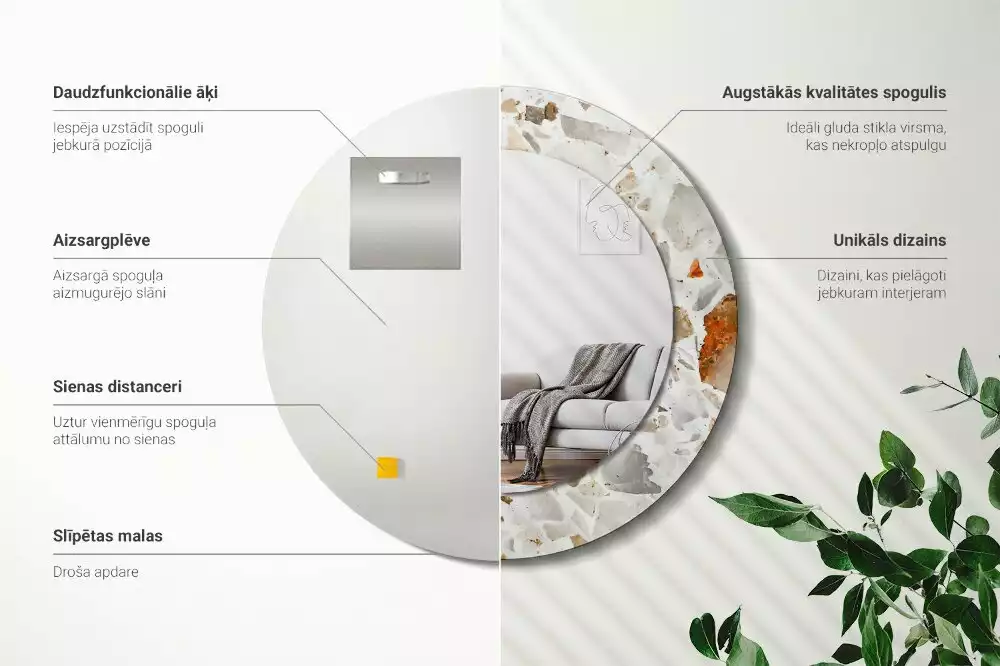 Espelho decorativo redondo Estilo terrazzo