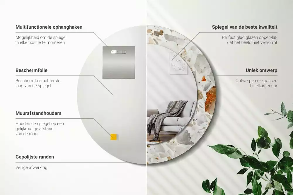 Espelho decorativo redondo Estilo terrazzo