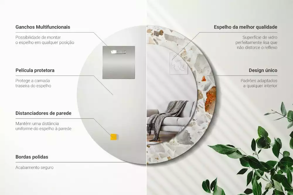 Espelho decorativo redondo Estilo terrazzo