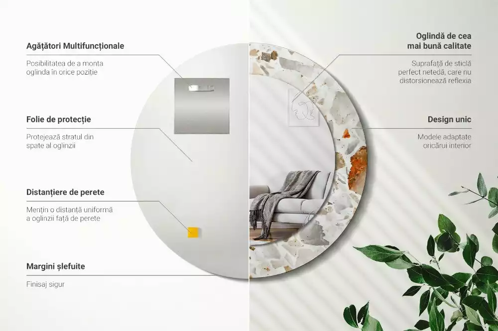 Espelho decorativo redondo Estilo terrazzo