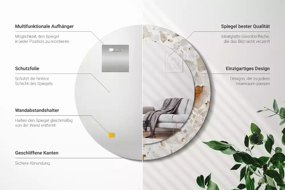 Espelho decorativo redondo Estilo terrazzo