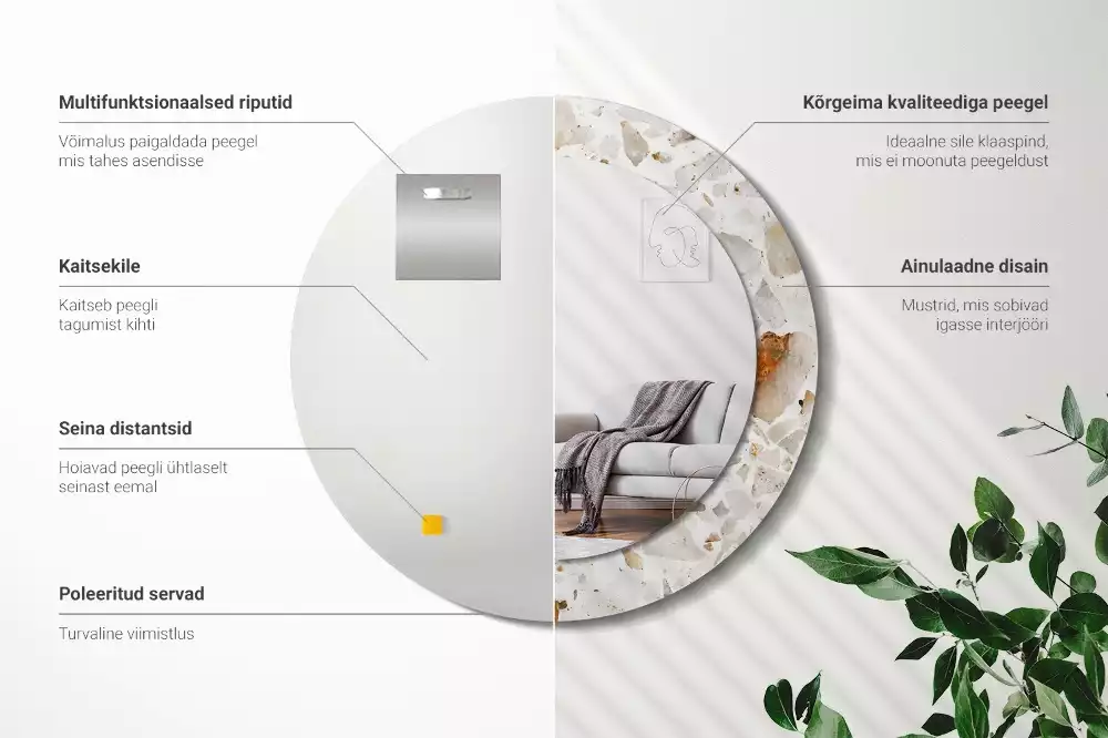 Espelho decorativo redondo Estilo terrazzo