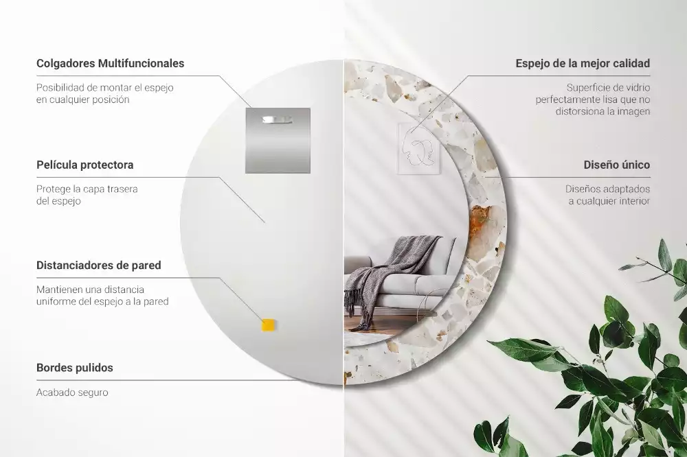 Espelho decorativo redondo Estilo terrazzo