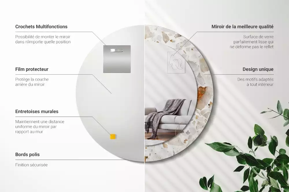 Espelho decorativo redondo Estilo terrazzo