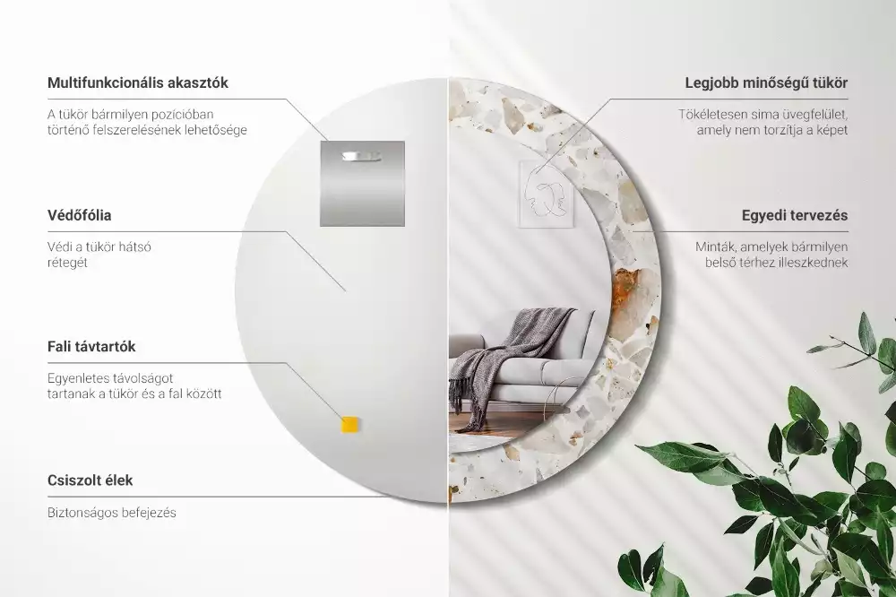 Espelho decorativo redondo Estilo terrazzo