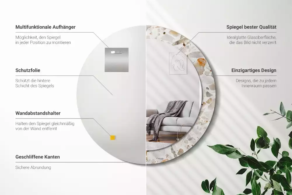 Espelho decorativo redondo Estilo terrazzo