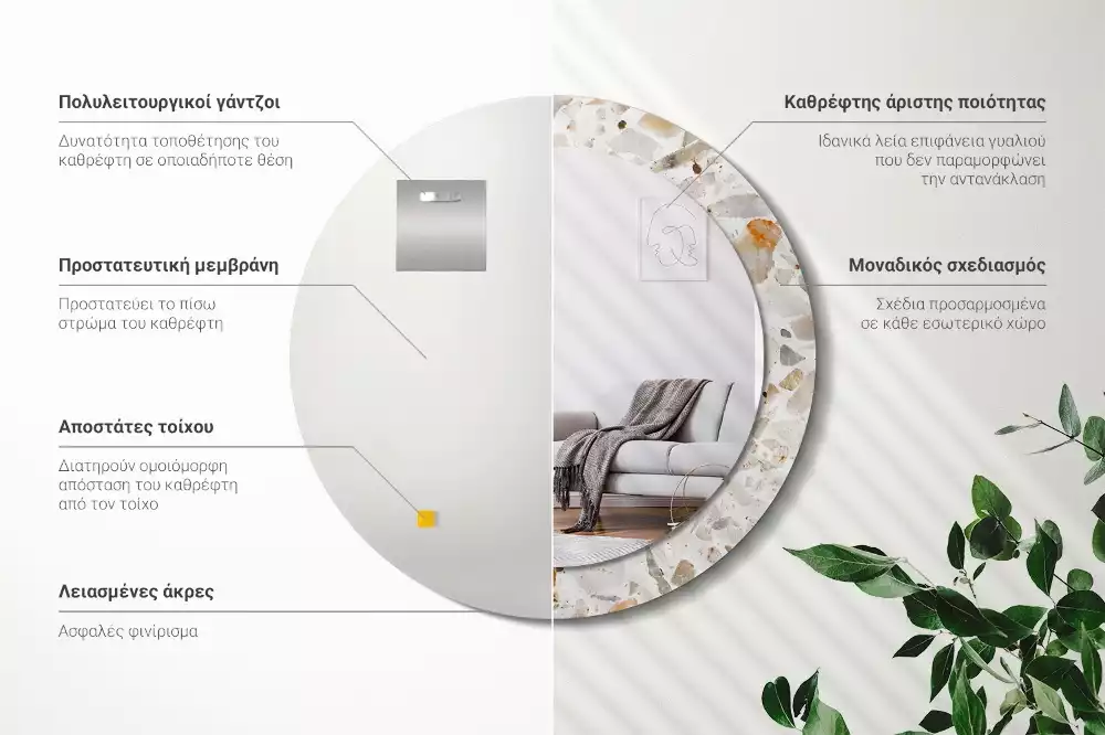 Espelho decorativo redondo Estilo terrazzo