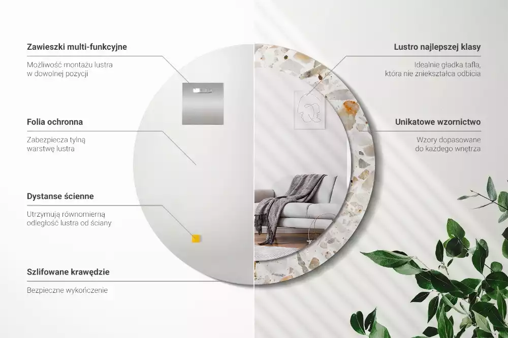 Espelho decorativo redondo Estilo terrazzo