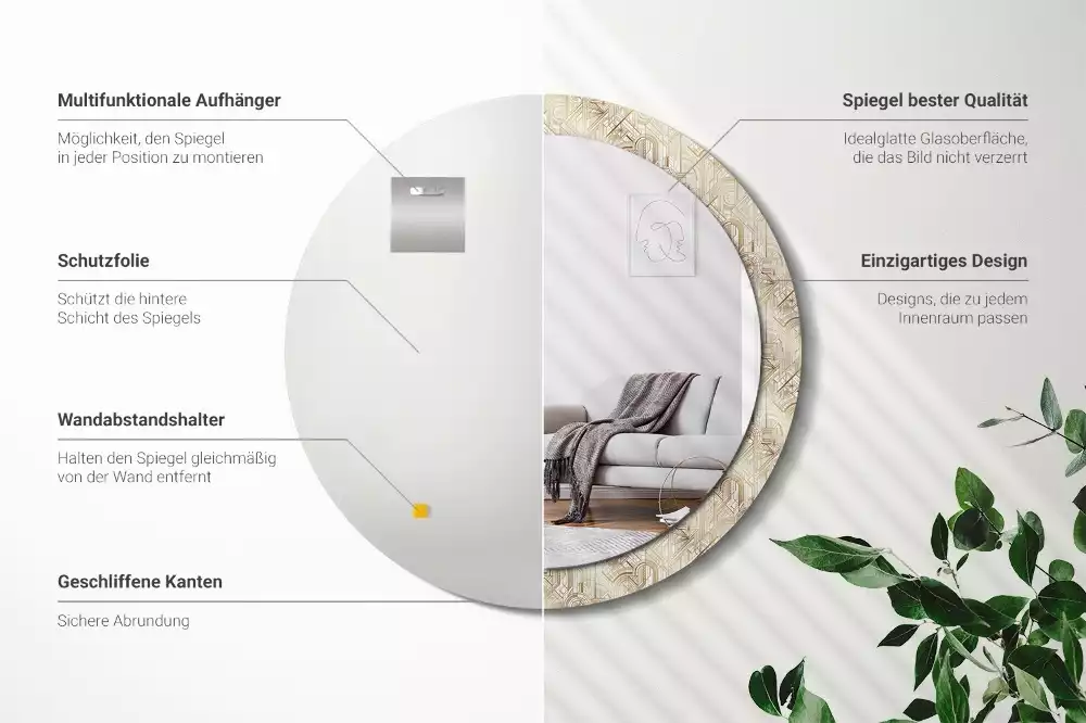 Espelho decorativo redondo Composição Art Déco