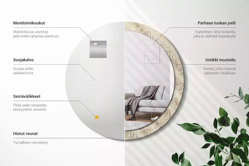 Espelho decorativo redondo Composição Art Déco