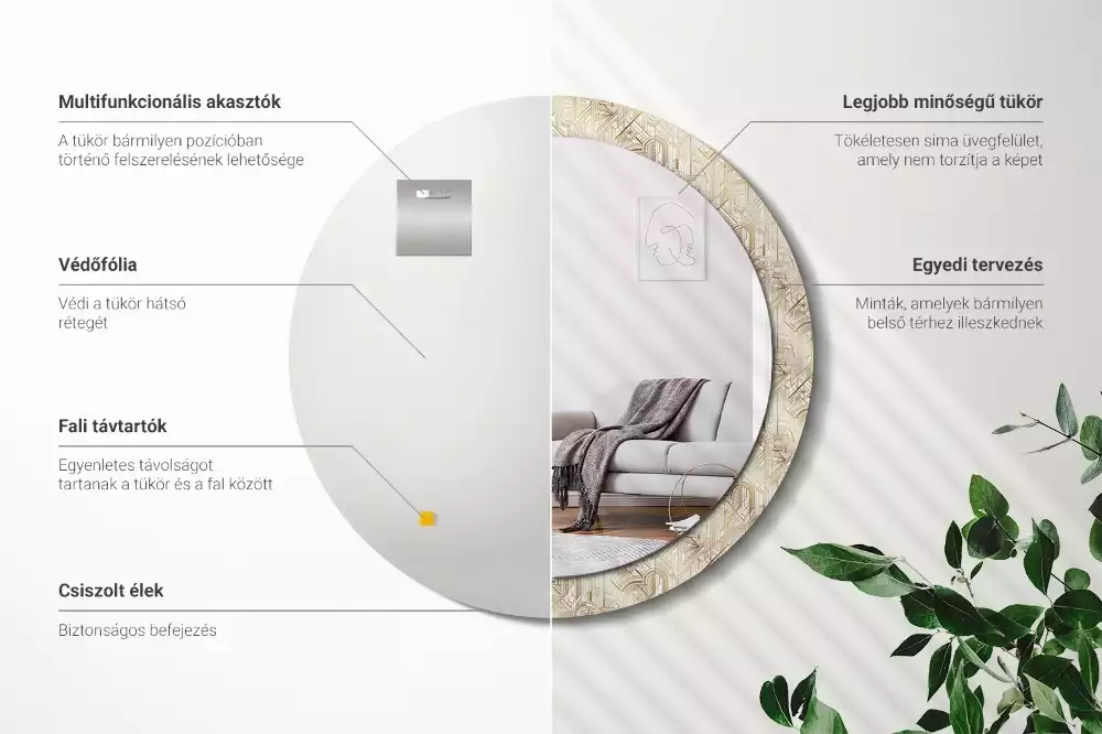 Espelho decorativo redondo Composição Art Déco