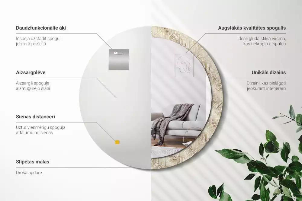 Espelho decorativo redondo Composição Art Déco