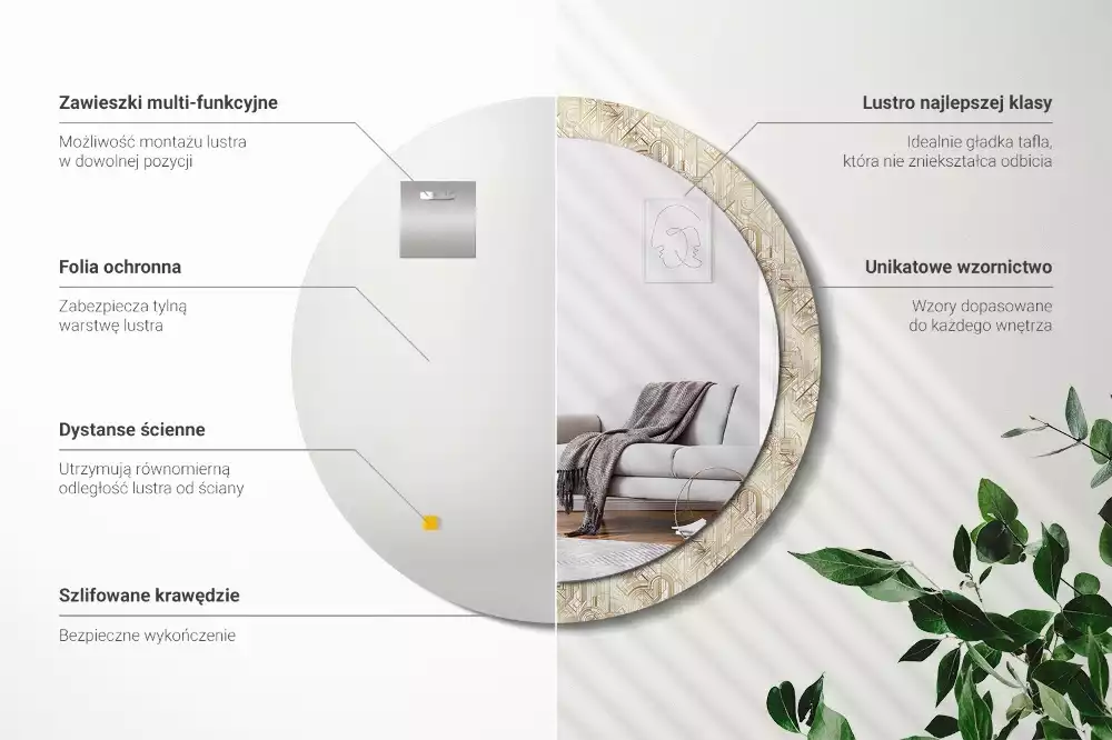 Espelho decorativo redondo Composição Art Déco