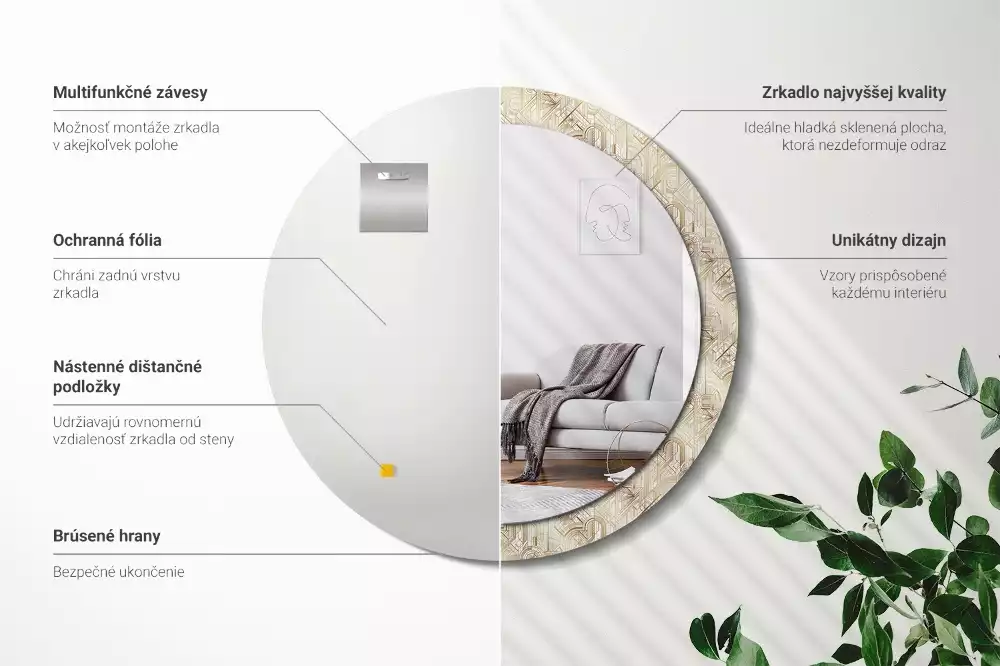 Espelho decorativo redondo Composição Art Déco