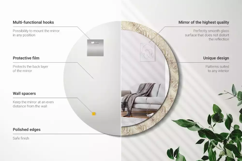 Espelho decorativo redondo Composição Art Déco