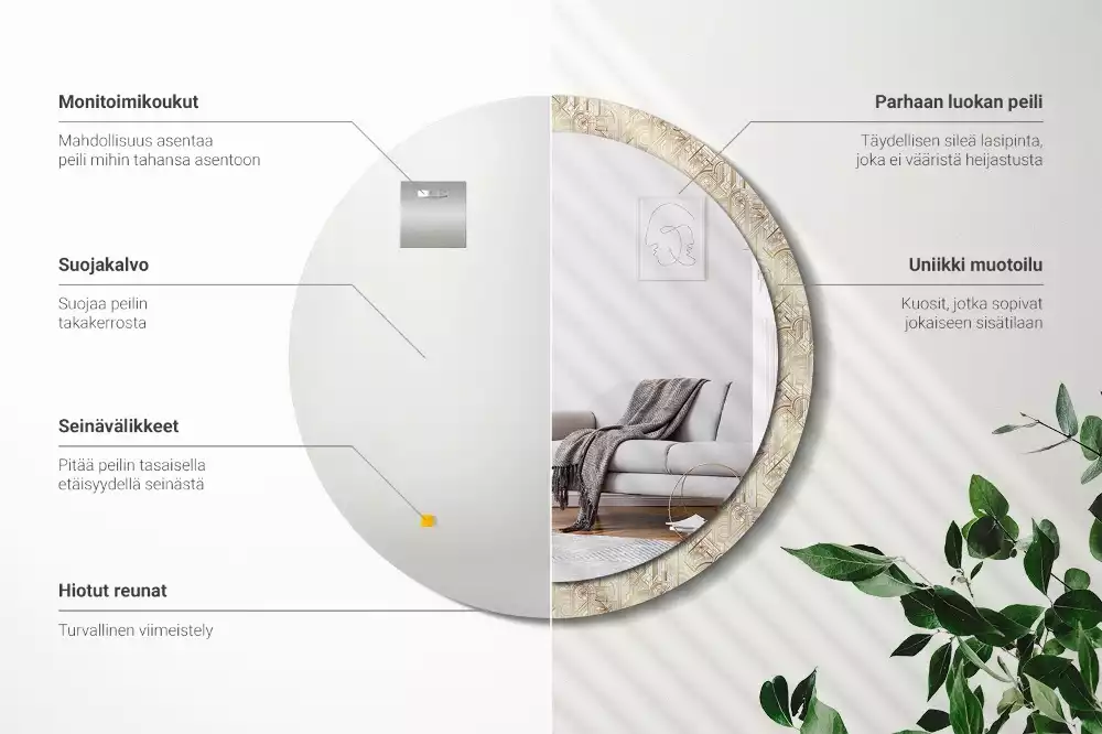 Espelho decorativo redondo Composição Art Déco