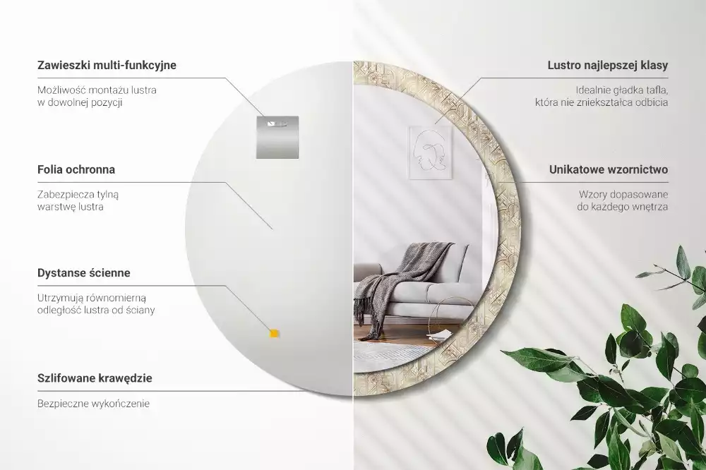 Espelho decorativo redondo Composição Art Déco