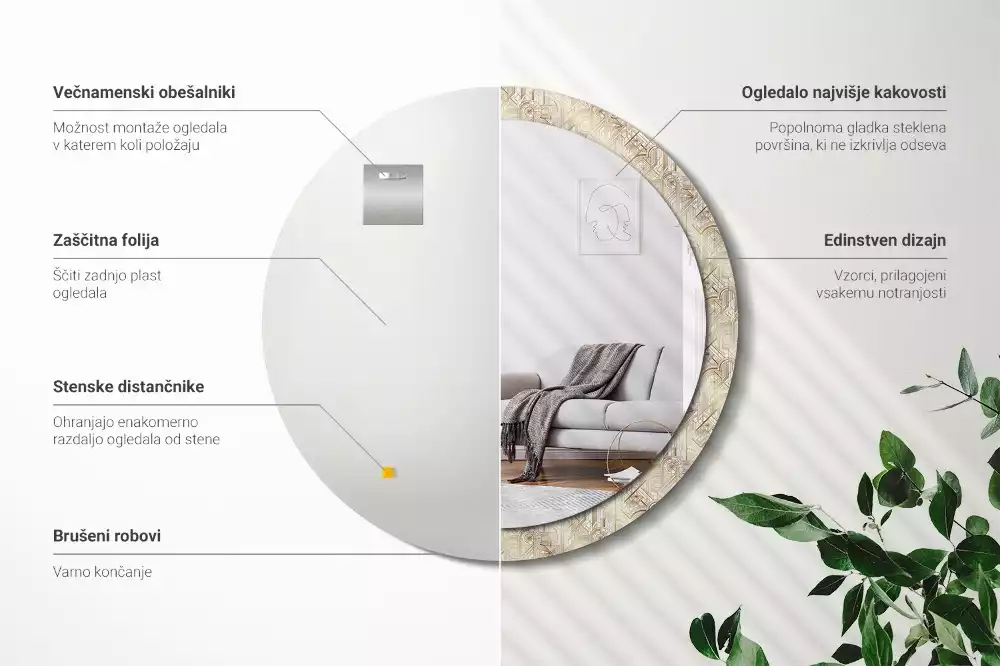 Espelho decorativo redondo Composição Art Déco