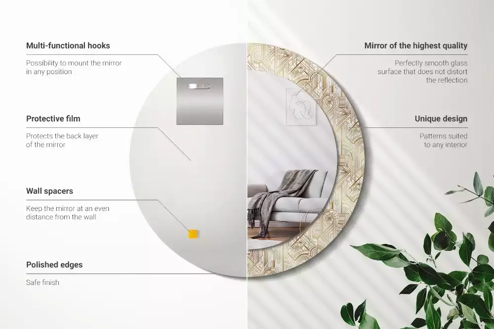 Espelho decorativo redondo Composição Art Déco