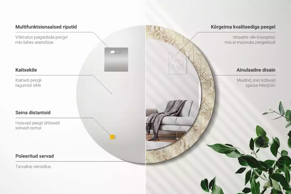 Espelho decorativo redondo Composição Art Déco