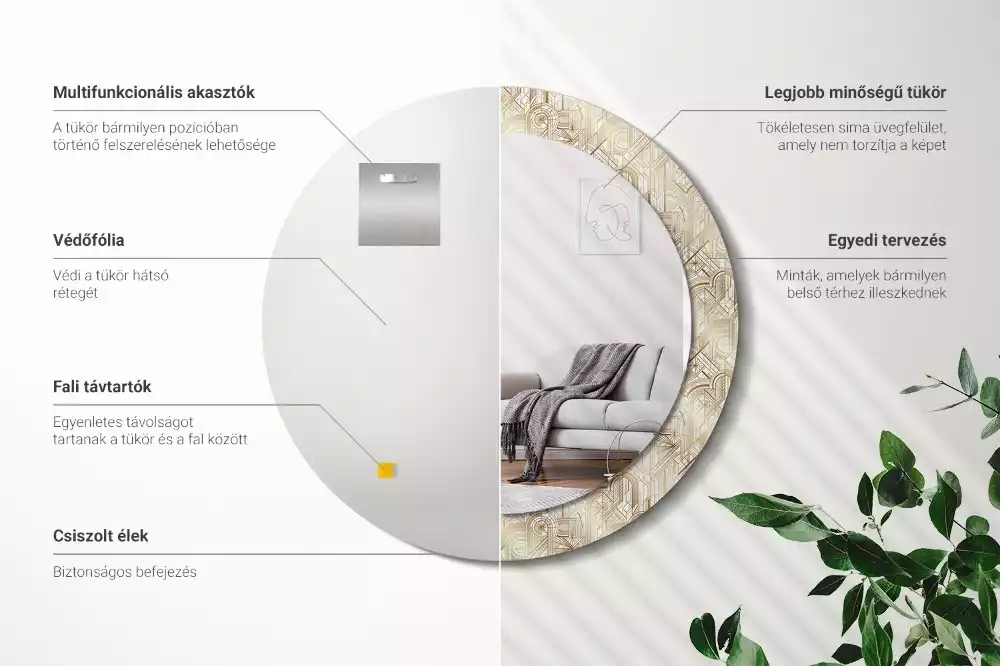 Espelho decorativo redondo Composição Art Déco