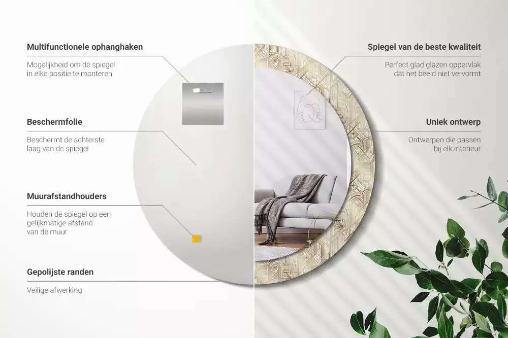 Espelho decorativo redondo Composição Art Déco