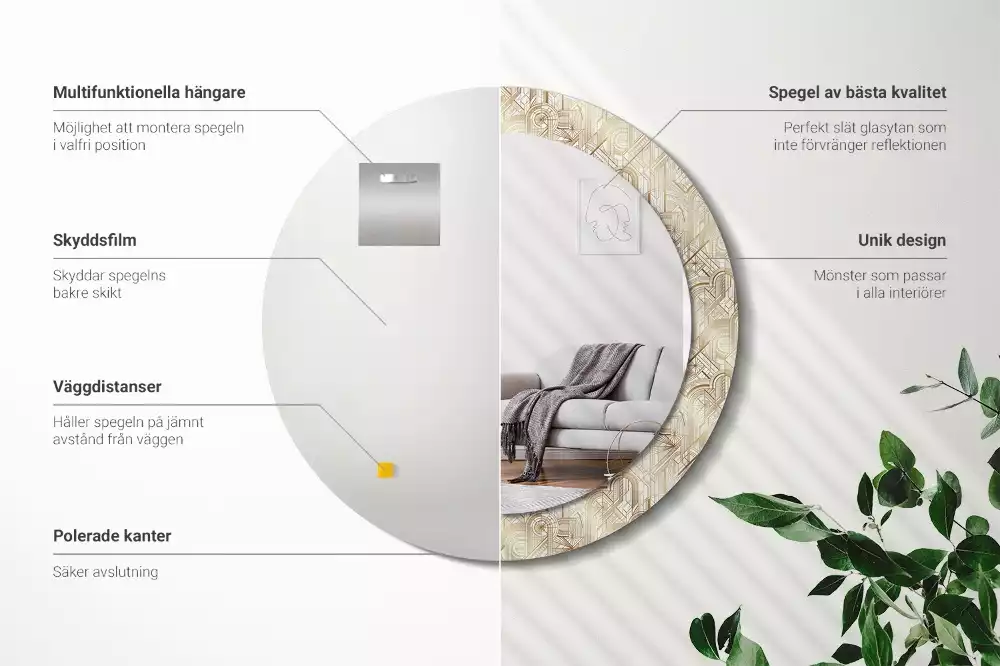 Espelho decorativo redondo Composição Art Déco