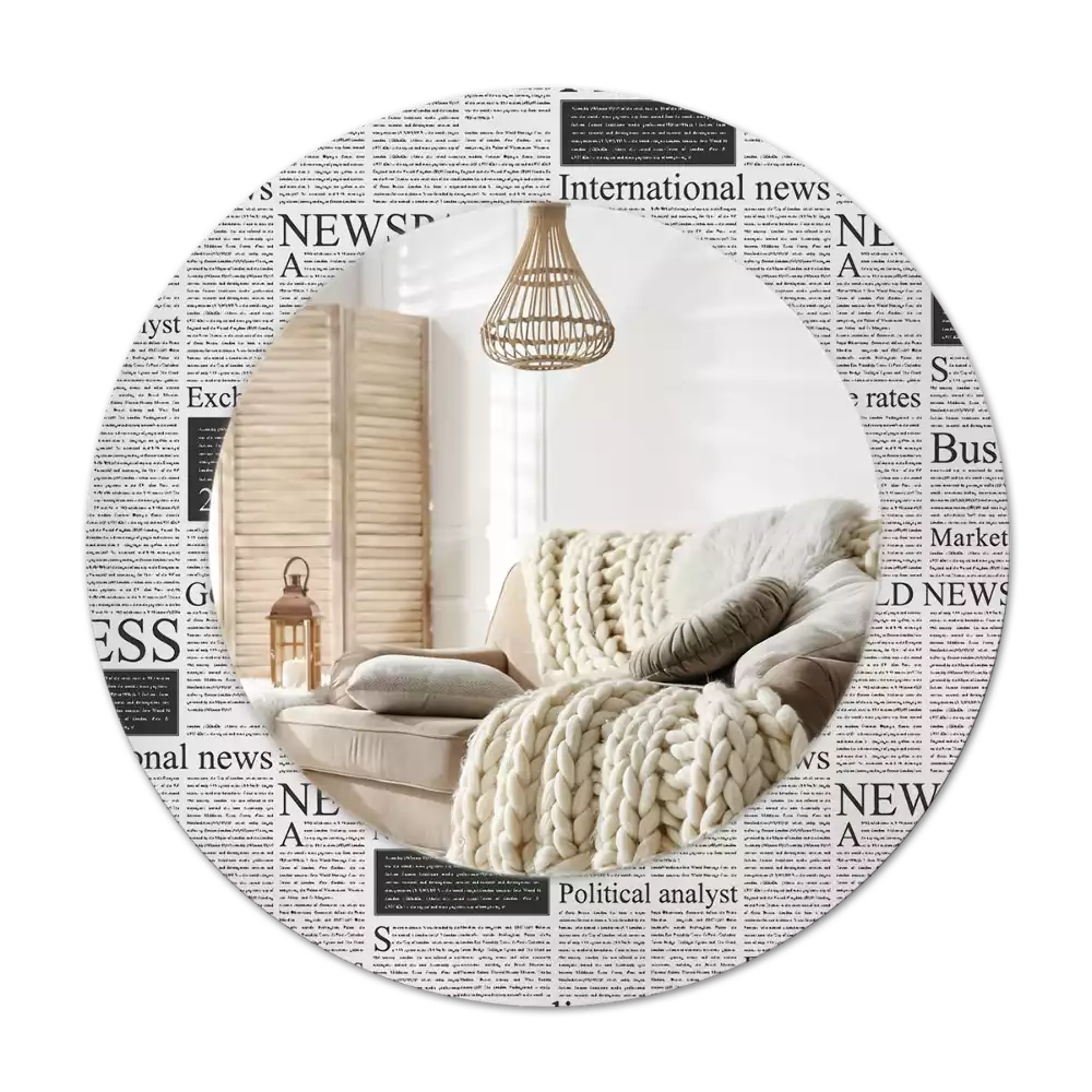 Espelho decorativo redondo Jornais