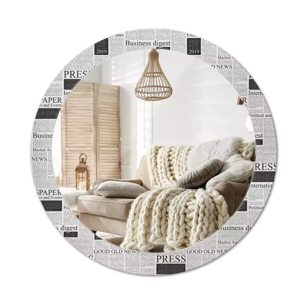 Espelho decorativo redondo Jornais