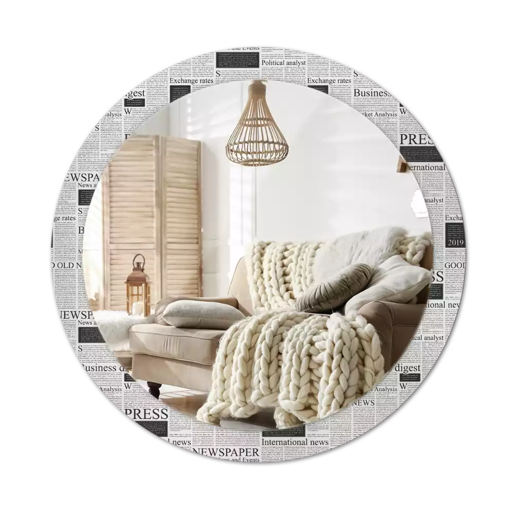 Espelho decorativo redondo Jornais