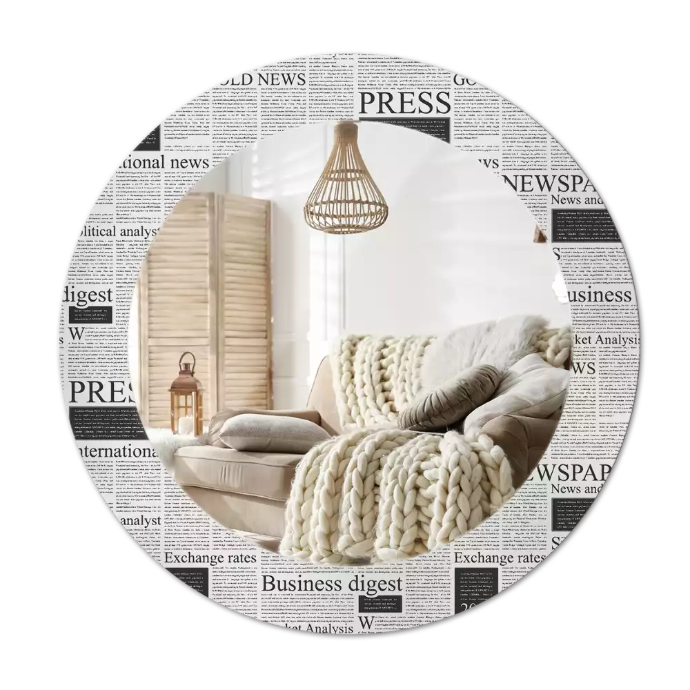 Espelho decorativo redondo Jornais