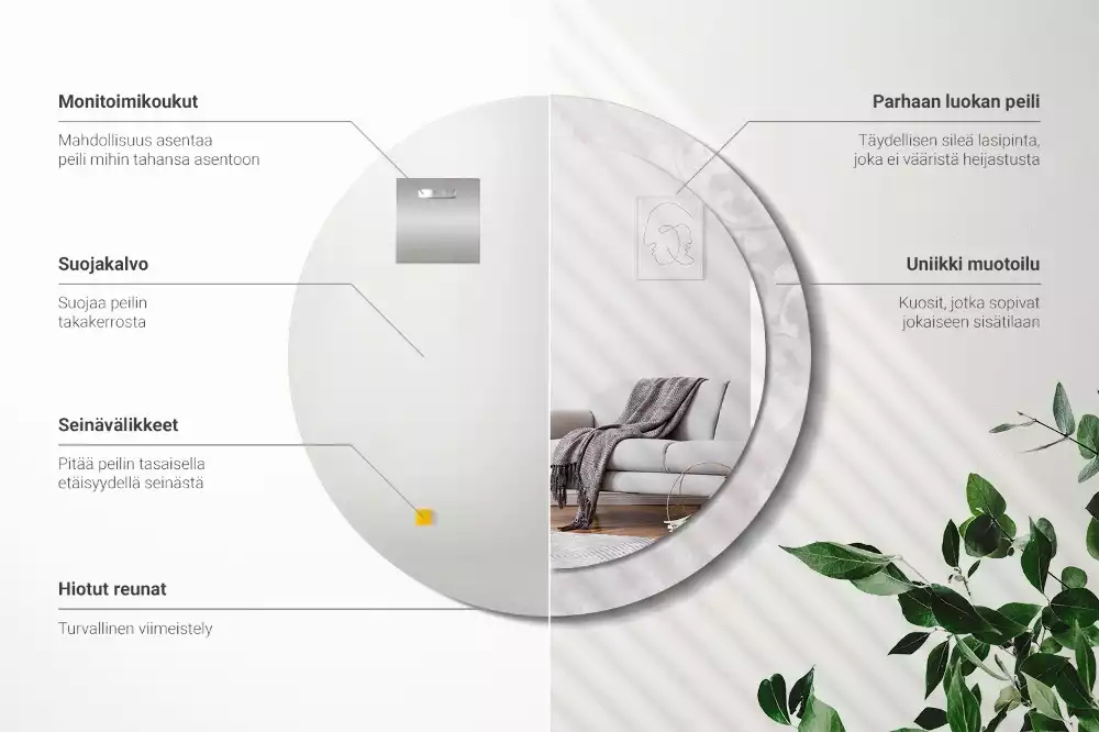 Espelho redondo decorativo Textura rococó