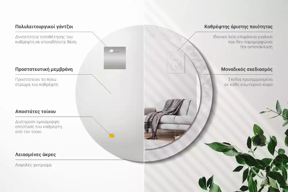 Espelho redondo decorativo Textura rococó