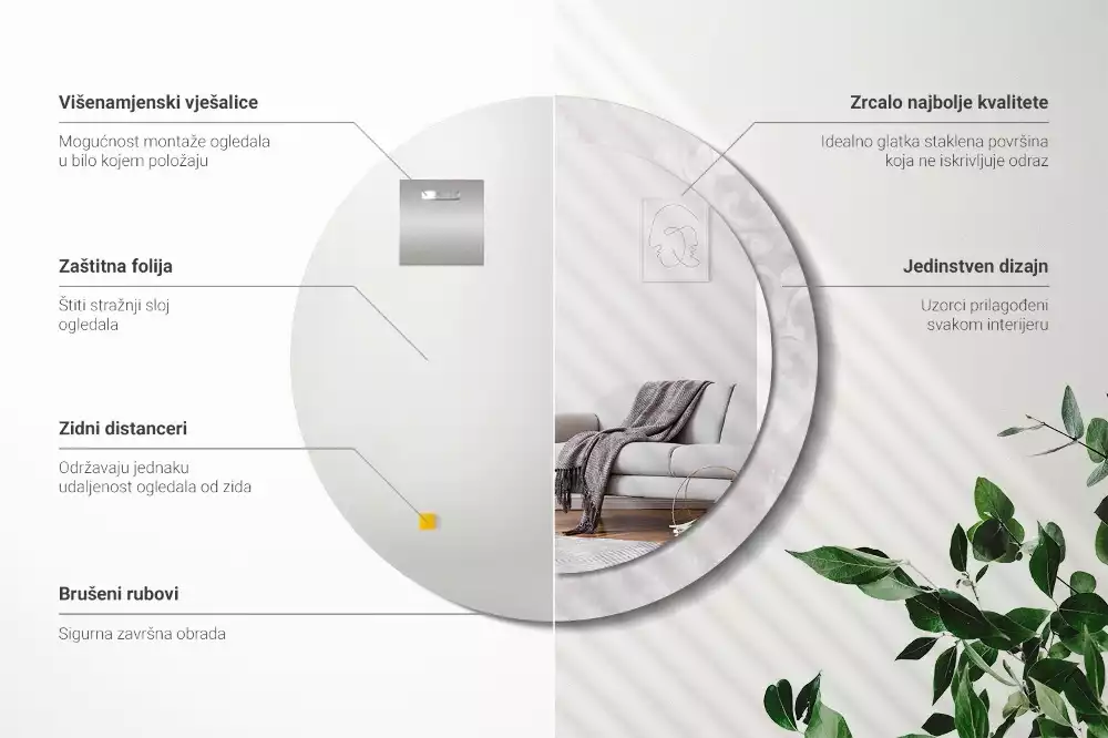 Espelho redondo decorativo Textura rococó